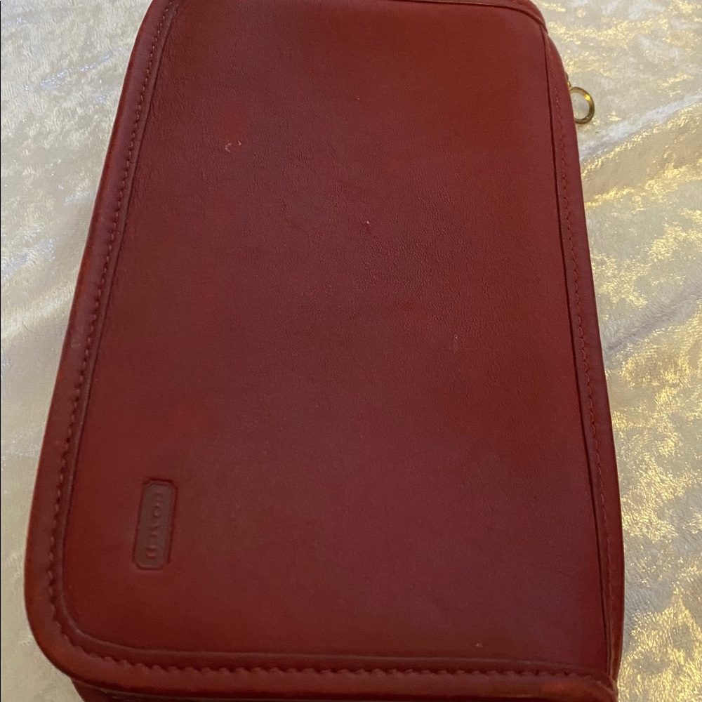 Vintage Coach skinny makeup case/pouch. Dark red in color. - Picture 6 of 9